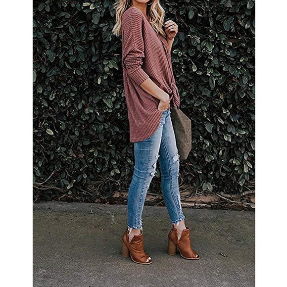 ❤️Womens Tie Knot Button Top in Rust❤️ - Picture 3 of 3